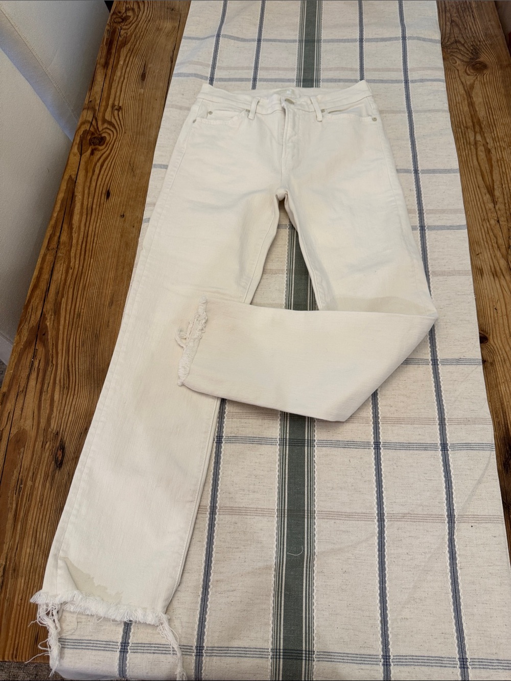 Mother Denim White Women's High-Rise Straight Jeans